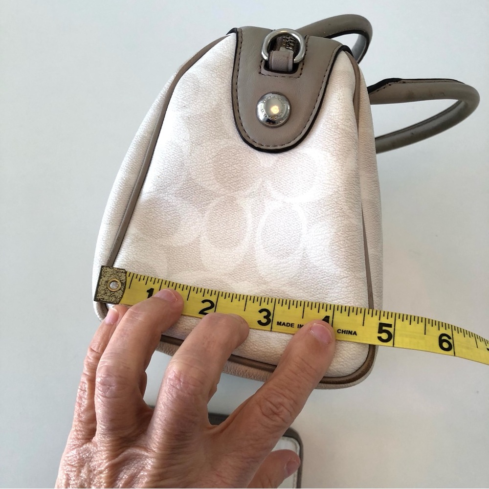 Coach Varsity Stripe Mini Bennett Satchel & Wristlet Cream Orange Yellow F38401 - Picture 14 of 17